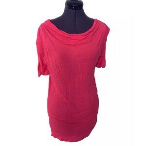 EYN Brand Coral Pink Women's Short Sleeved Top, Size Small